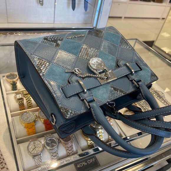 MICHAEL KORS Hamilton Small Patchwork Satchel Crossbody Bag
Cornflower 
NWT - Picture 5 of 16
